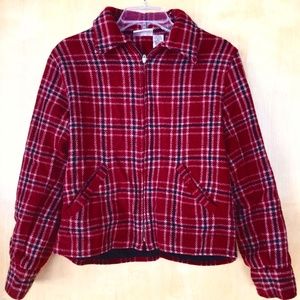 Fashion Bug Red Plaid 73% Wool Women’s Zip-up Coat